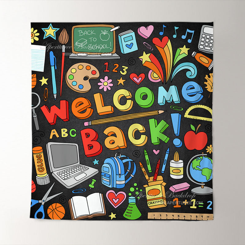 Aperturee - School Supplies Welcome Back To School Backdrop