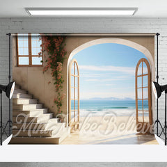 Aperturee - Sea Beach House Vine Floral Retro Wall Backdrop