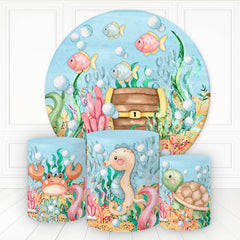 Aperturee Sea Creatures Treasure Round Birthday Backdrop Kit For Kids