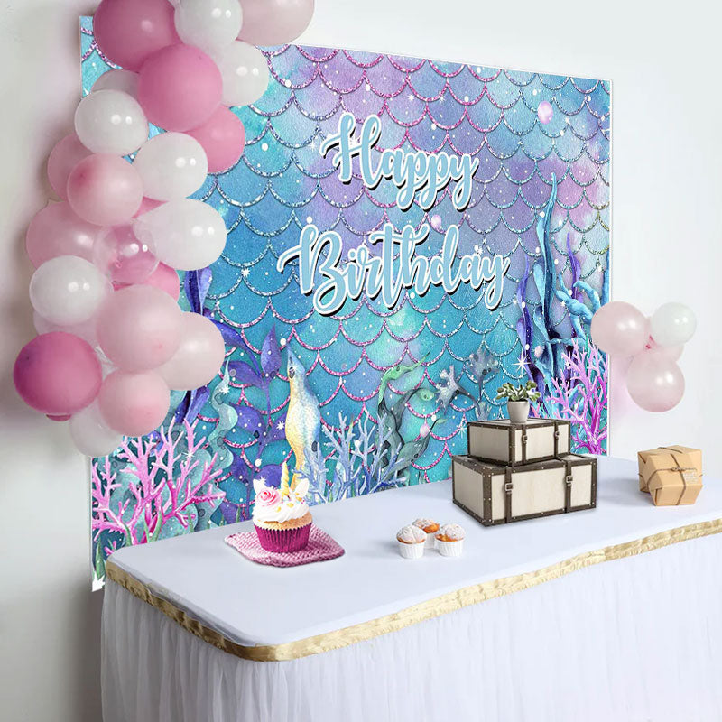 Aperturee - Seaplant Coral Undersea Happy Birthday Backdrop