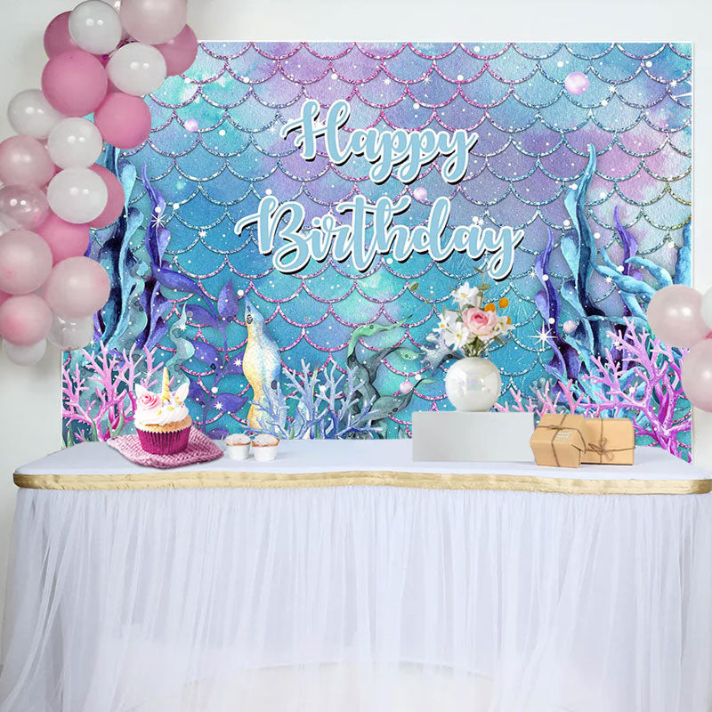 Aperturee - Seaplant Coral Undersea Happy Birthday Backdrop