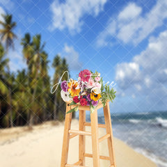 Aperturee - Seaside Palm Trees Summer Beach Photography Backdrop