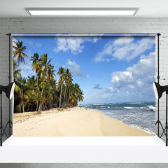 Aperturee - Seaside Palm Trees Summer Beach Photography Backdrop