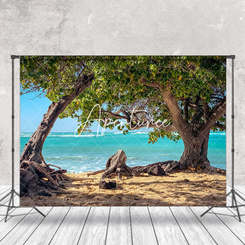 Aperturee - Seaside Trees Beach Summer Natural Scenery Backdrop