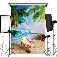 Aperturee - Seaside Tropical Beach Chair Photo Summer Backdrop