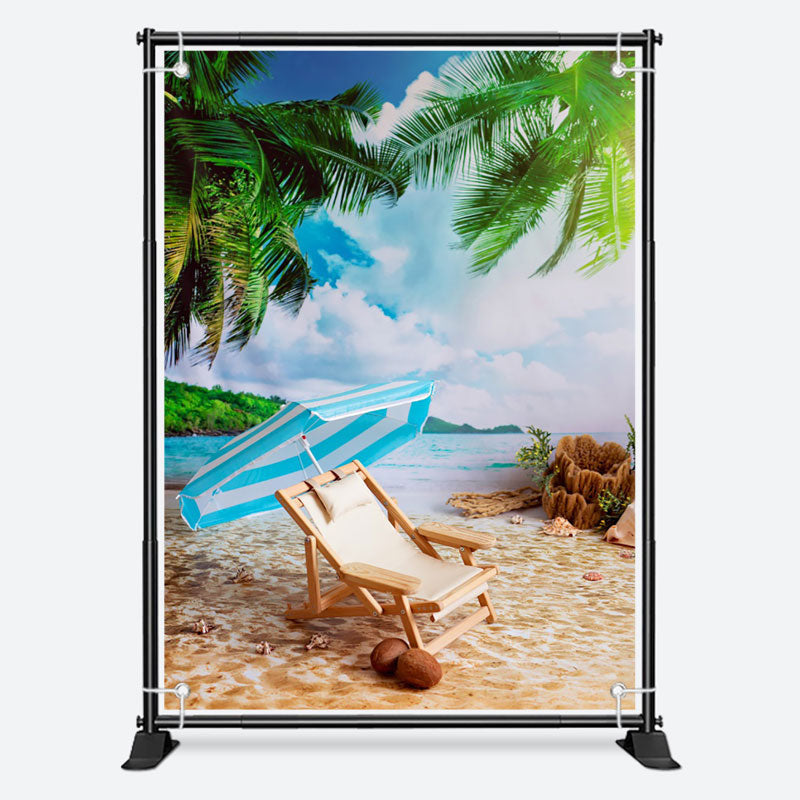 Aperturee - Seaside Tropical Beach Chair Photo Summer Backdrop