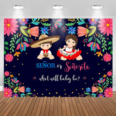 Aperturee - Senor Or Senorita And Floral Baby Shower Backdrop