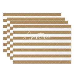 Aperturee - Sepia White Horizontal Stripe Set Of 4 Placemats