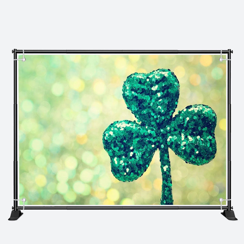 Aperturee - Sequin Clover Bokeh Simple St Patricks Day Backdrop