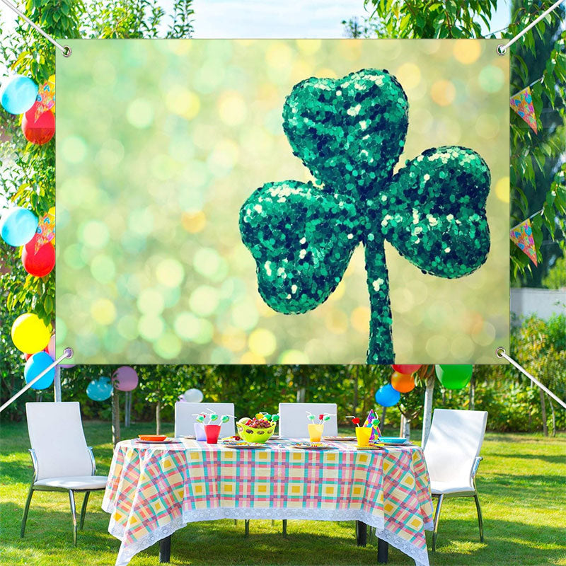 Aperturee - Sequin Clover Bokeh Simple St Patricks Day Backdrop