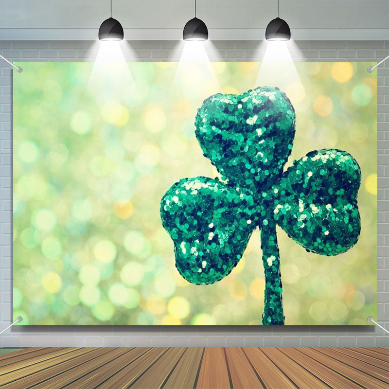 Aperturee - Sequin Clover Bokeh Simple St Patricks Day Backdrop