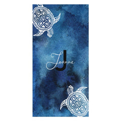 Aperturee - Sfumato Blue Sea Turtle Custom Beach Towel with Name