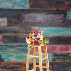 Aperturee - Shabby Discolored Wood Wall Floor Backdrop For Photo