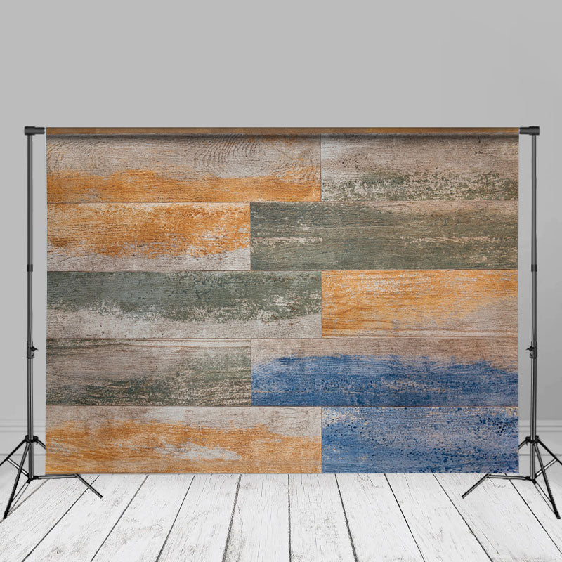 Aperturee - Shabby Faded Plank Wall Floor Backdrop For Photography