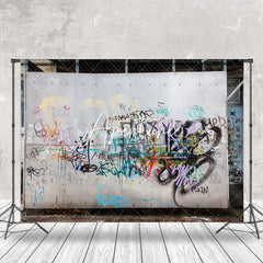 Aperturee - Shabby Grey Graffiti Wall Backdrop For Photo Shoot