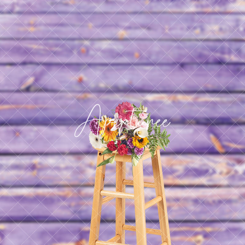 Aperturee - Shabby Purple Wooden Wall Photography Cloth Backdrop