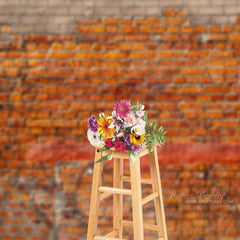 Aperturee - Shabby Rural Red Brick Wall Photography Backdrop