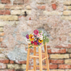 Aperturee - Shabby Rustic Brick Wall Portrait Photo Backdrop