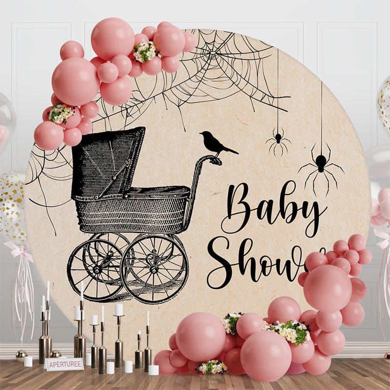 Aperturee - Shabby Spider Stroller Round Baby Shower Backdrop