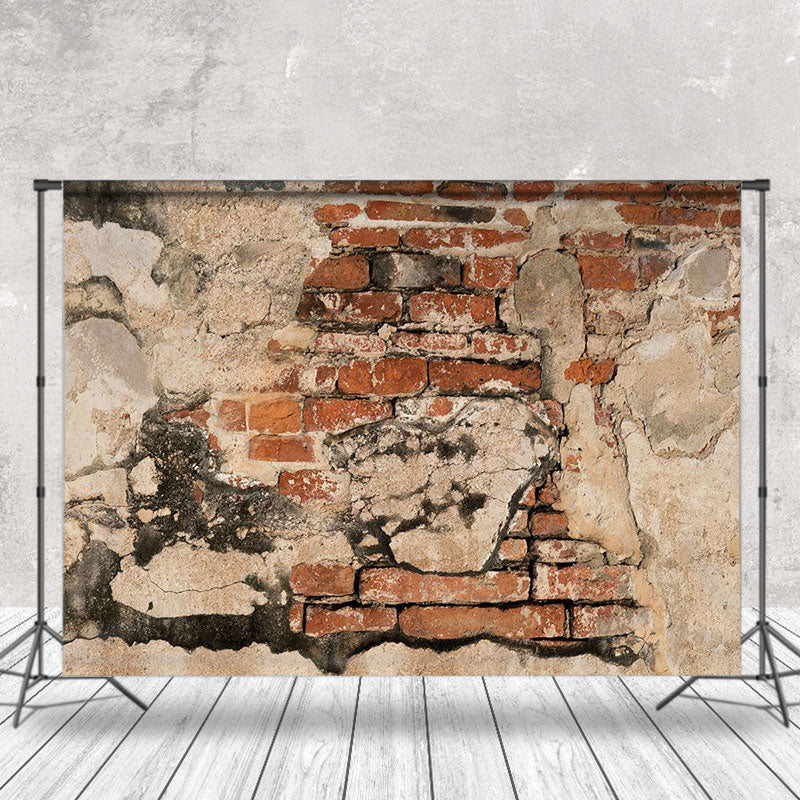 Aperturee - Shabby Vintage Red Brick Wall Photography Backdrop