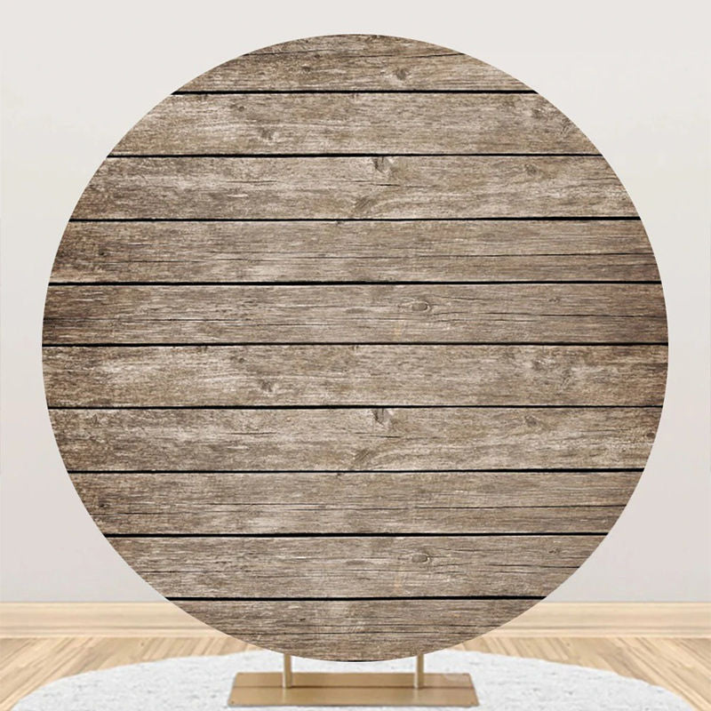 Aperturee - Shabby Wooden Wall Vintage Simple Circle Backdrop