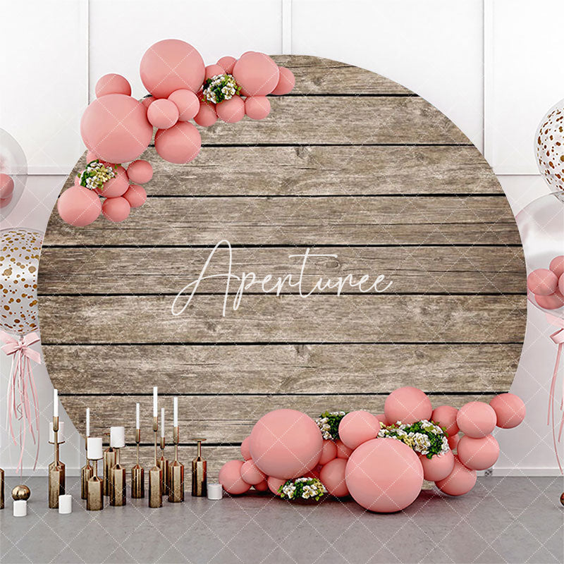 Aperturee - Shabby Wooden Wall Vintage Simple Circle Backdrop