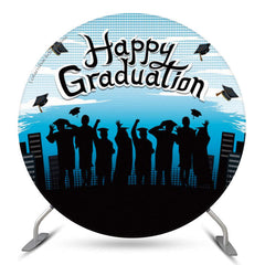 Aperturee Shadow Blue Sky Round Happy Graduation Backdrop Cover