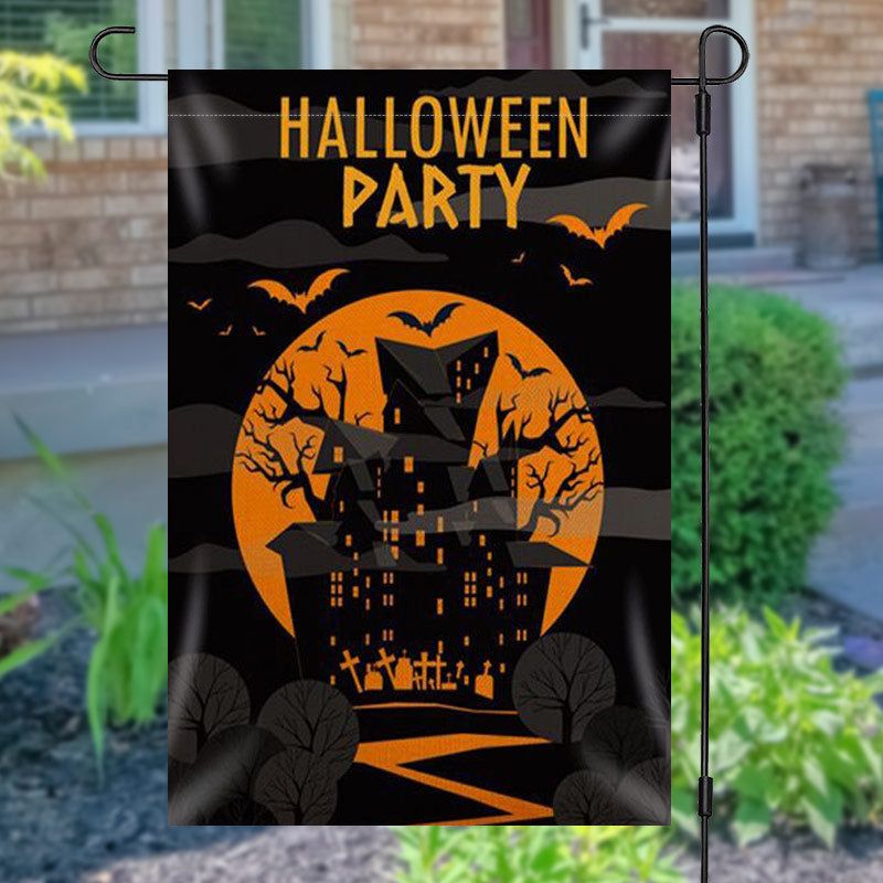 Aperturee - Shadow Castle Moon Halloween Yard Flag Outside Decor