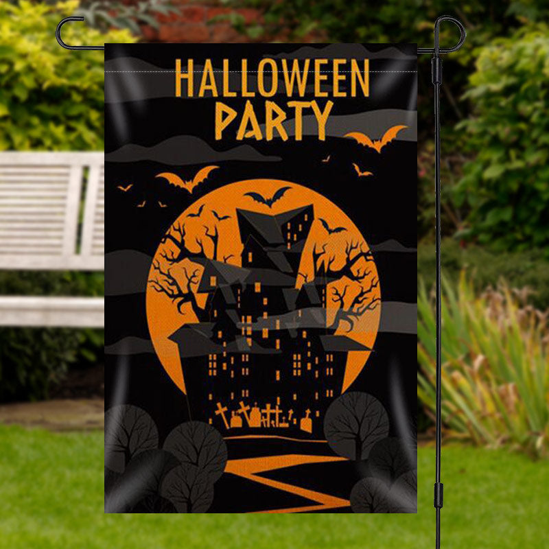 Aperturee - Shadow Castle Moon Halloween Yard Flag Outside Decor