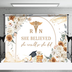 Aperturee - She Believed Floral Graduation Backdrop For Girl