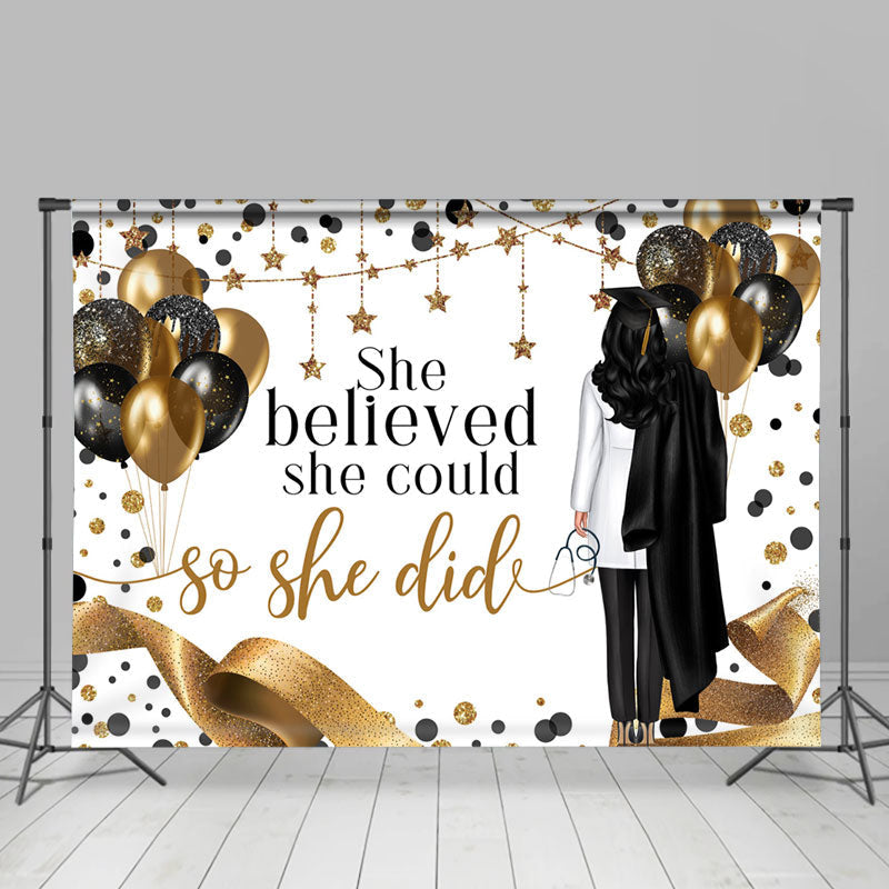 Aperturee - She Believed She Could Girls Graduation Backdrop