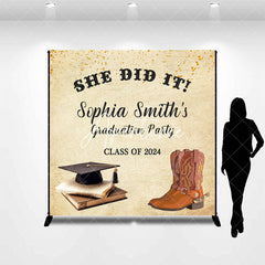 Aperturee - She Did It Class 2024 Cowgirl Custom Grad Backdrop