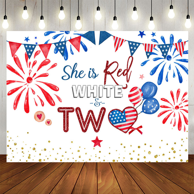 Aperturee - She Is Red White 2nd Happy Independence Birthday Backdrop