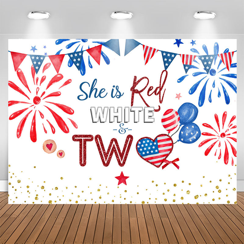 Aperturee - She Is Red White 2nd Happy Independence Birthday Backdrop