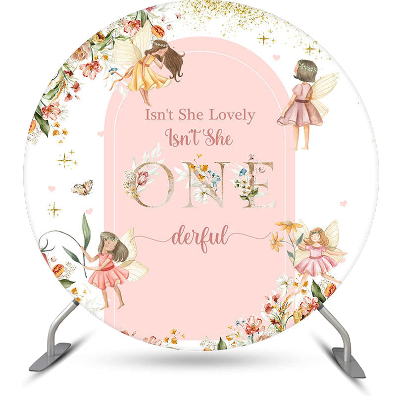 Aperturee - She Lovely Onederful Elf Round 1st Birthday Backdrop