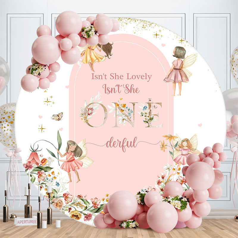 Aperturee - She Lovely Onederful Elf Round 1st Birthday Backdrop