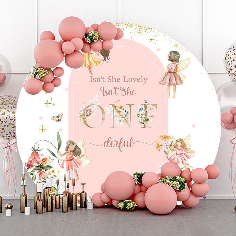 Aperturee - She Lovely Onederful Elf Round 1st Birthday Backdrop