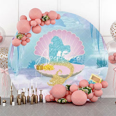 Aperturee - Shell Mermaid Undersea Treasure Chest Round Backdrop