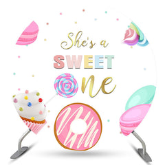 Aperturee Shes A Sweet One Candy Land Round Birthday Backdrop