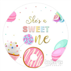 Aperturee Shes A Sweet One Candy Land Round Birthday Backdrop