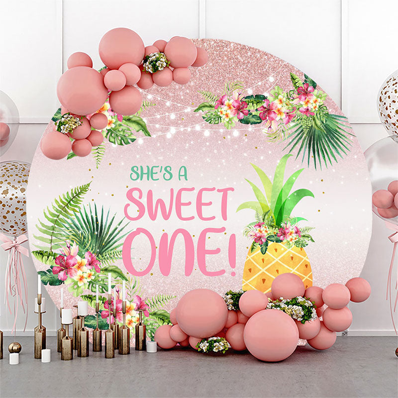 Aperturee - Shes A Sweet One Pineapple Glitter Birthday Backdrop