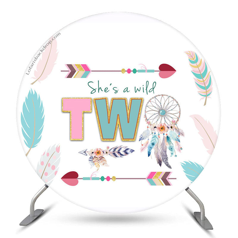 Aperturee Shes A Wild Two Dreamcatcher Round Birthday Backdrop