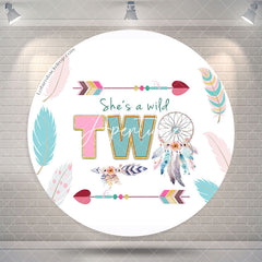 Aperturee Shes A Wild Two Dreamcatcher Round Birthday Backdrop