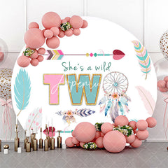 Aperturee Shes A Wild Two Dreamcatcher Round Birthday Backdrop