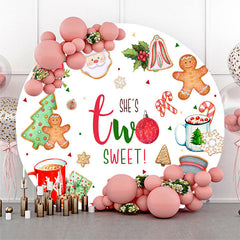 Aperturee - Shes Two Sweet Round Christmas 2nd Birthday Backdrop