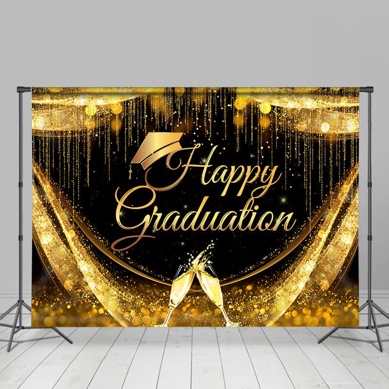 Aperturee - Shining And Grand Black Gold Graduation Backdrop