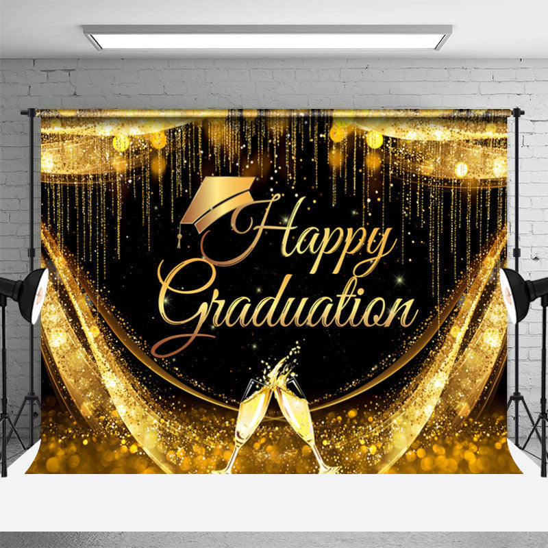 Aperturee - Shining And Grand Black Gold Graduation Backdrop