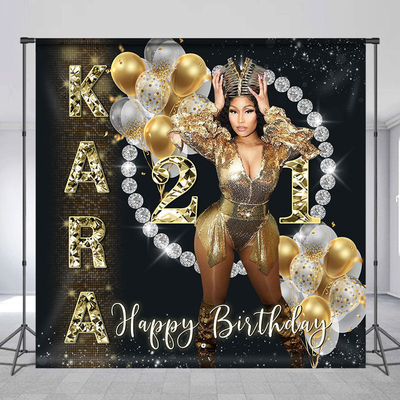 Aperturee - Shining Diamonds Balloons Custom Birthday Backdrop