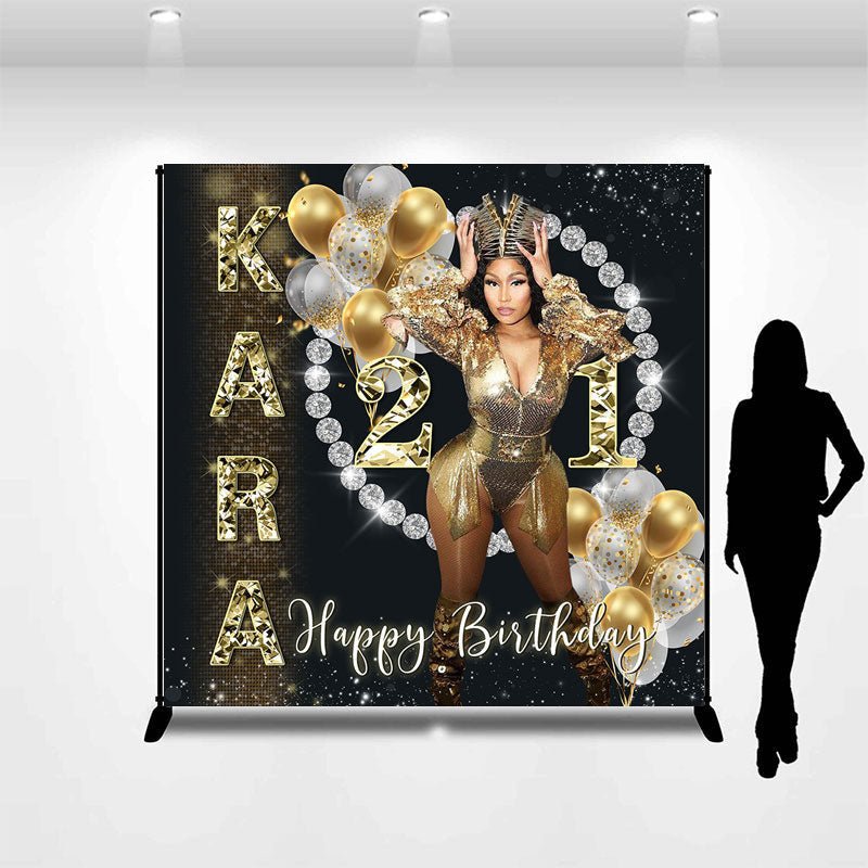 Aperturee - Shining Diamonds Balloons Custom Birthday Backdrop