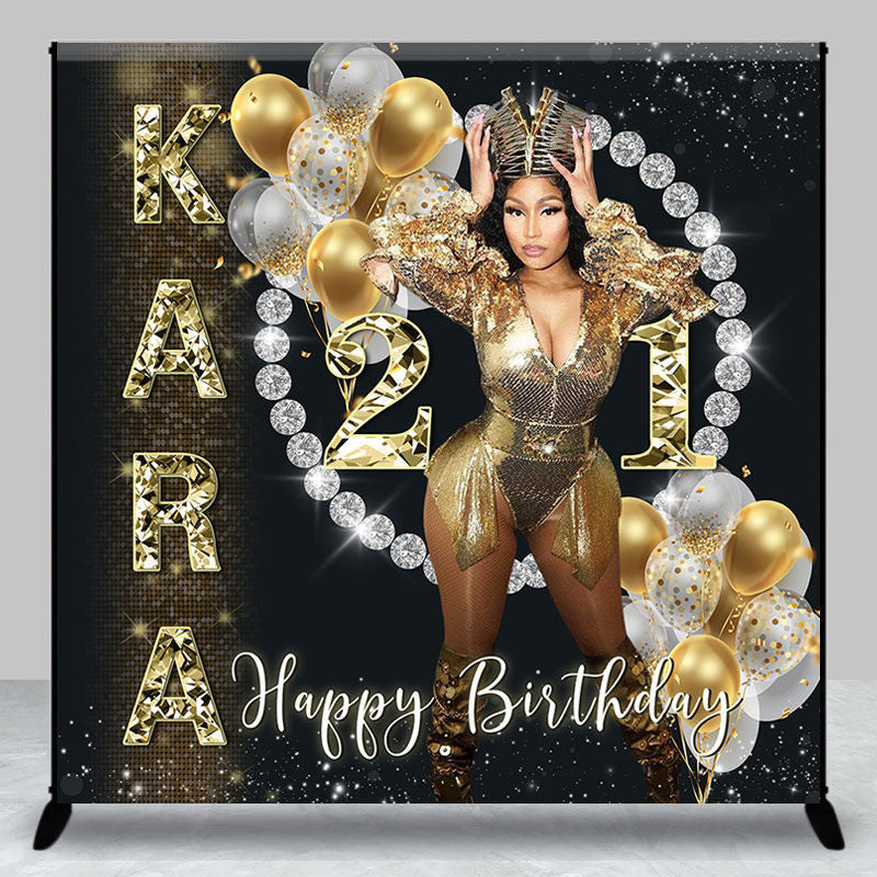 Aperturee - Shining Diamonds Balloons Custom Birthday Backdrop